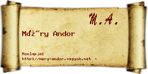 Méry Andor névjegykártya